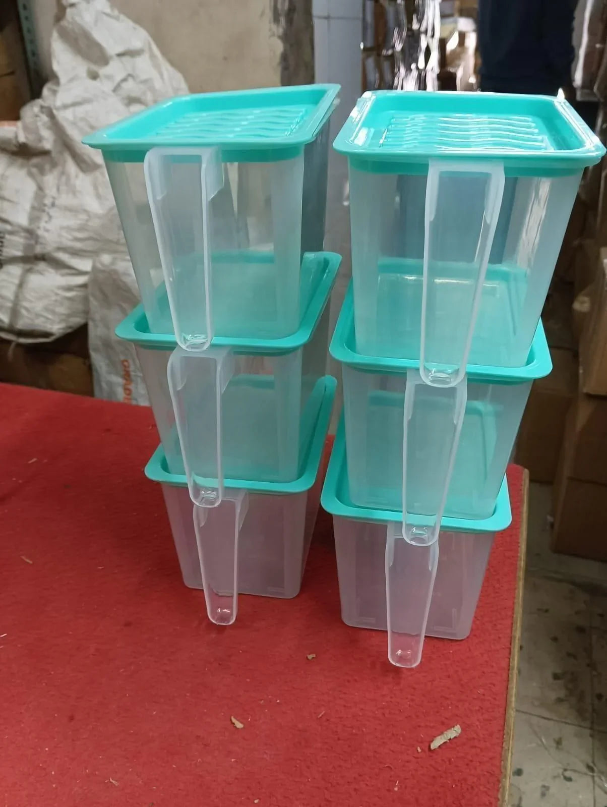 Multipurpose Fridge storage containers & jar Set || 1000 ml (Pack of 6, Blue)